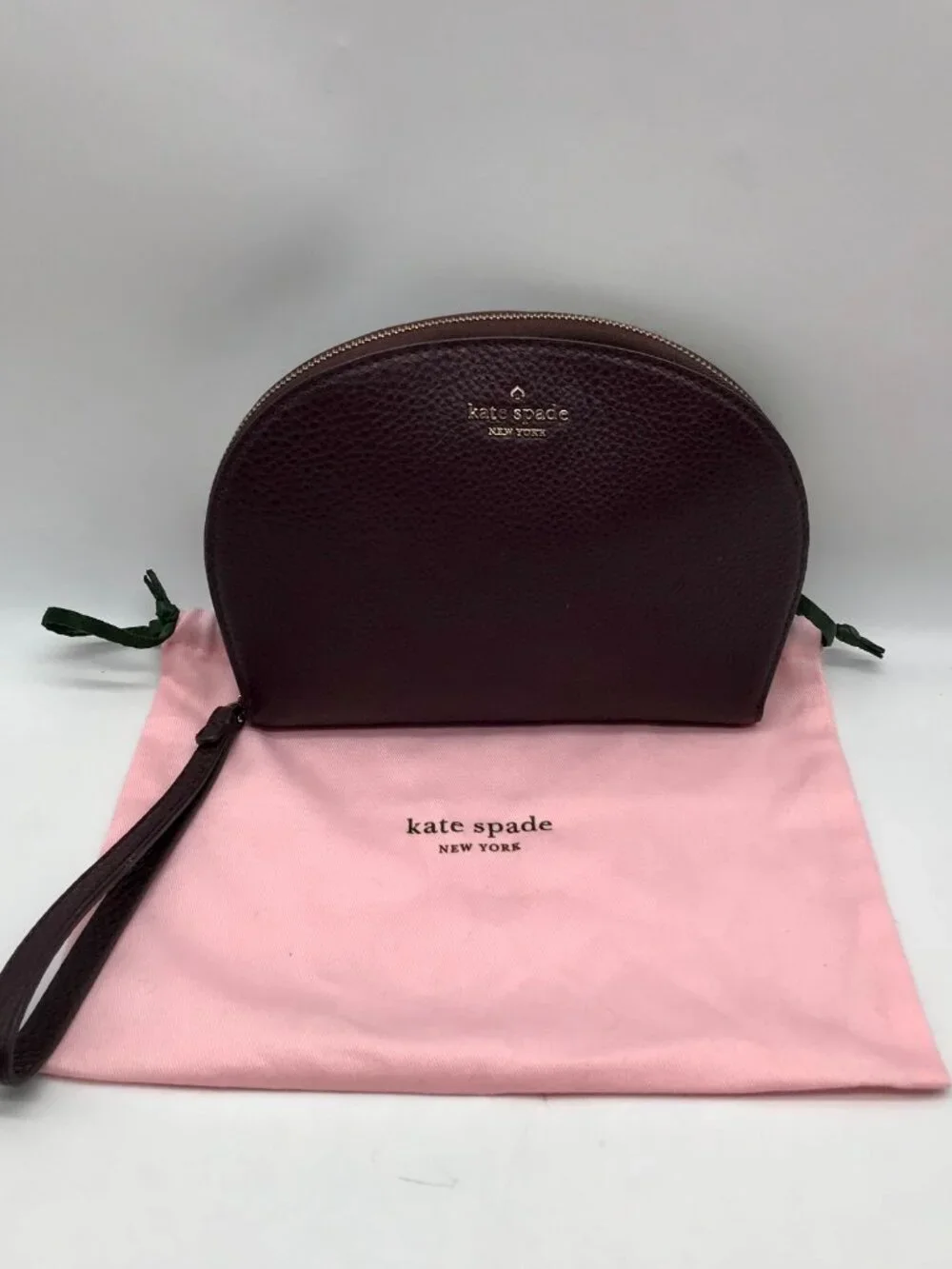 Kate Spade Dark Cherry Pebbled leather Jackson Half Moon Wristlet